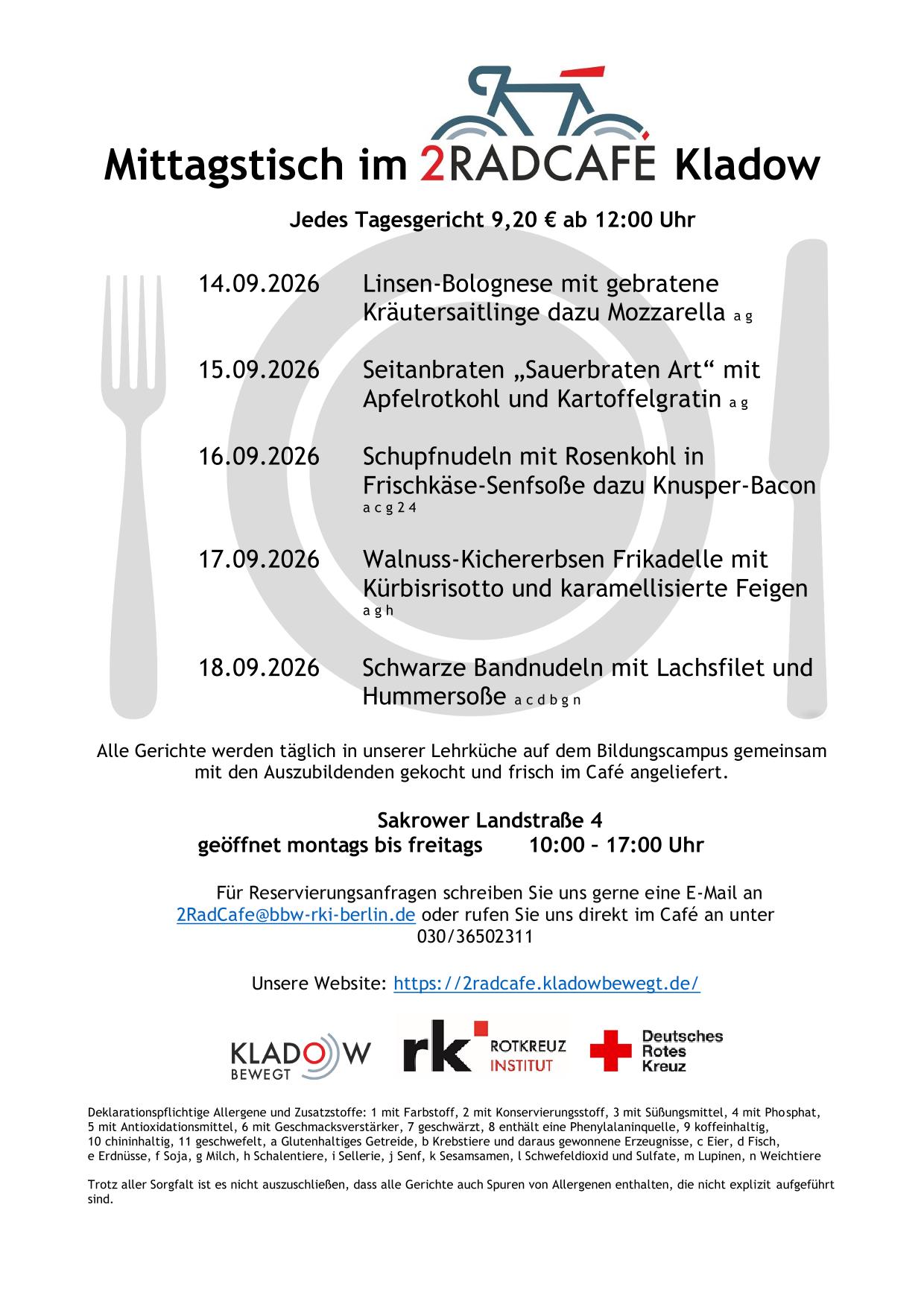 Mittagstisch 2Radcafe KW 36